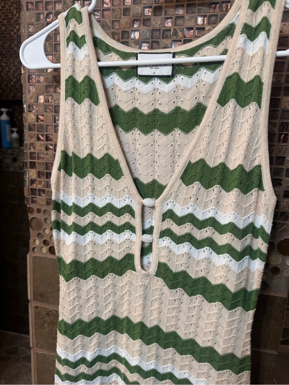 Petal & Pup Green and Cream Chevron Knit Maxi Dress - Picture 2 of 2